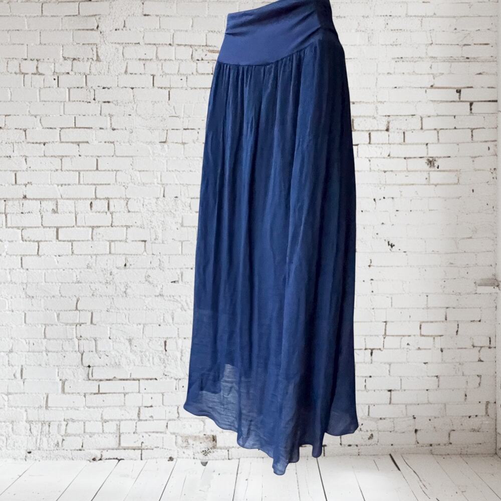 Nwt Blue High Low Overlapping Center Split Wide W… - image 5